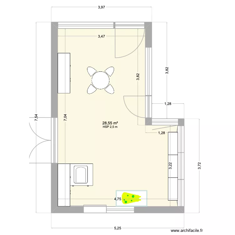 Veranda. Plan de 1 et 29 m² Veranda. Plan de 1 et 29 m²
