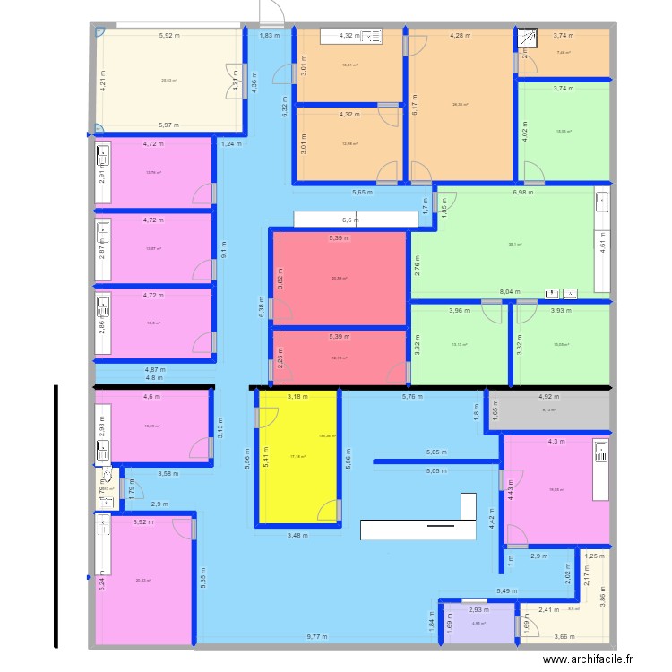 Walfer Tom. Plan de 23 pièces et 484 m2