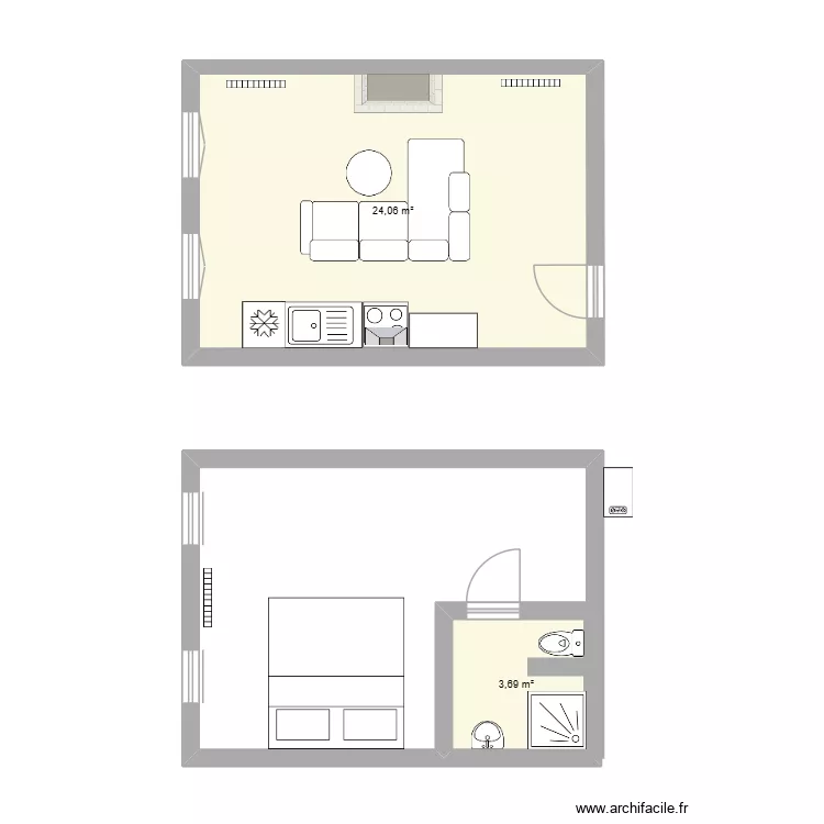 gaucheret 3 av. Plan de 3  et 34 m²
