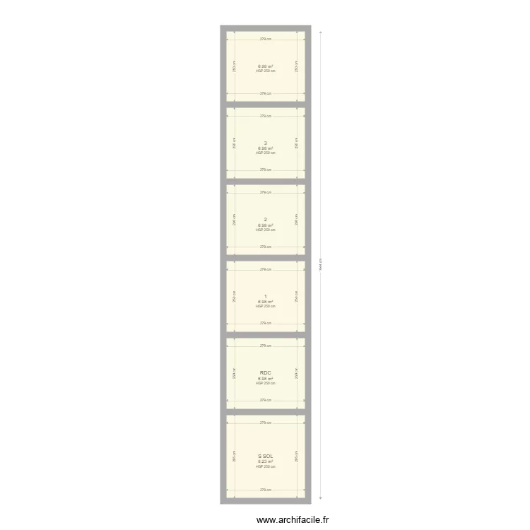 CAGE FON. Plan de 6 Pièces et 43 m²