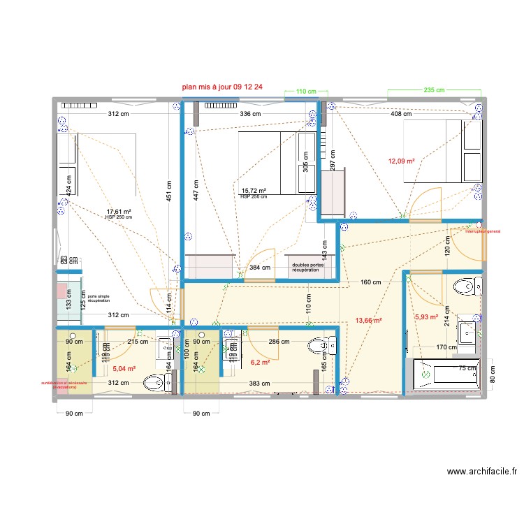 CHAMBRES GAUCHE DEF 9 12 24. Plan de 7 pièces et 76 m2