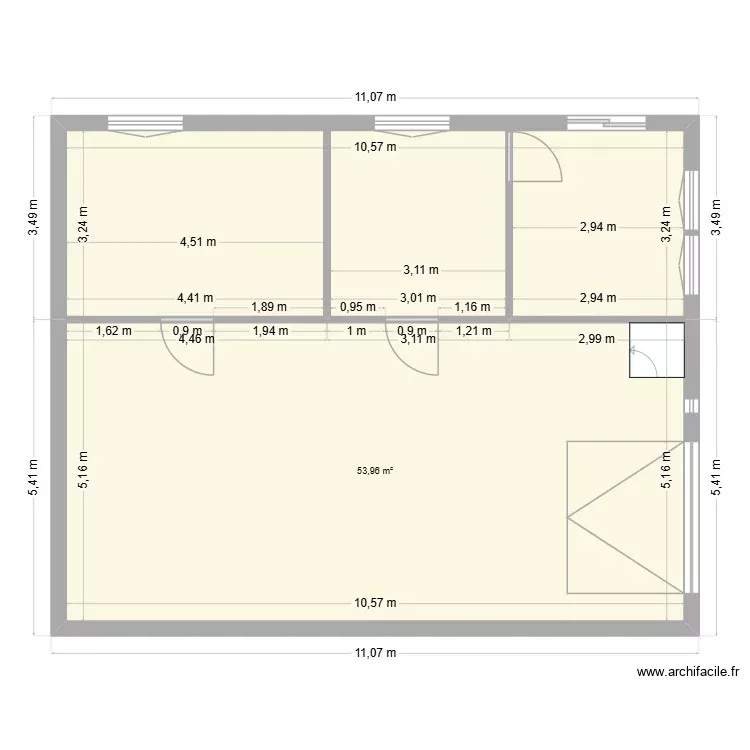 tronchine SS. Plan de 2 Pièces et 87 m² tronchine SS. Plan de 2 Pièces et 87 m²