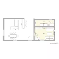 Salon arri&egrave;re cuisine salle entr&eacute;e