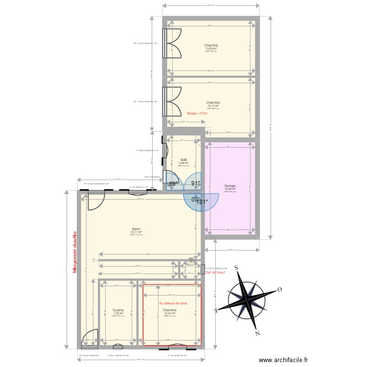 FERNANDEZ / BALANGUE. Plan de 8 pièces et 105 m2