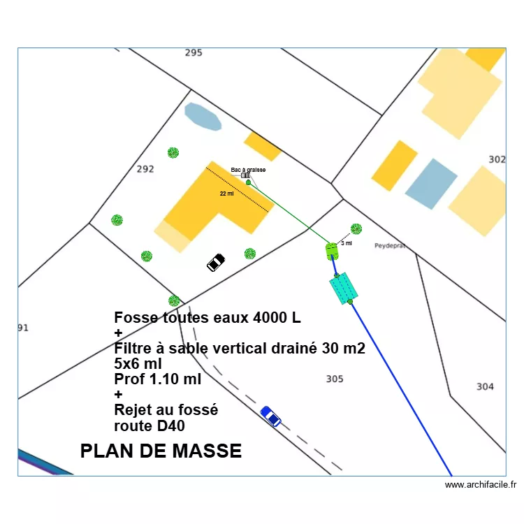 Leleux filtre &agrave; sable vertical drain&eacute;. Plan de 