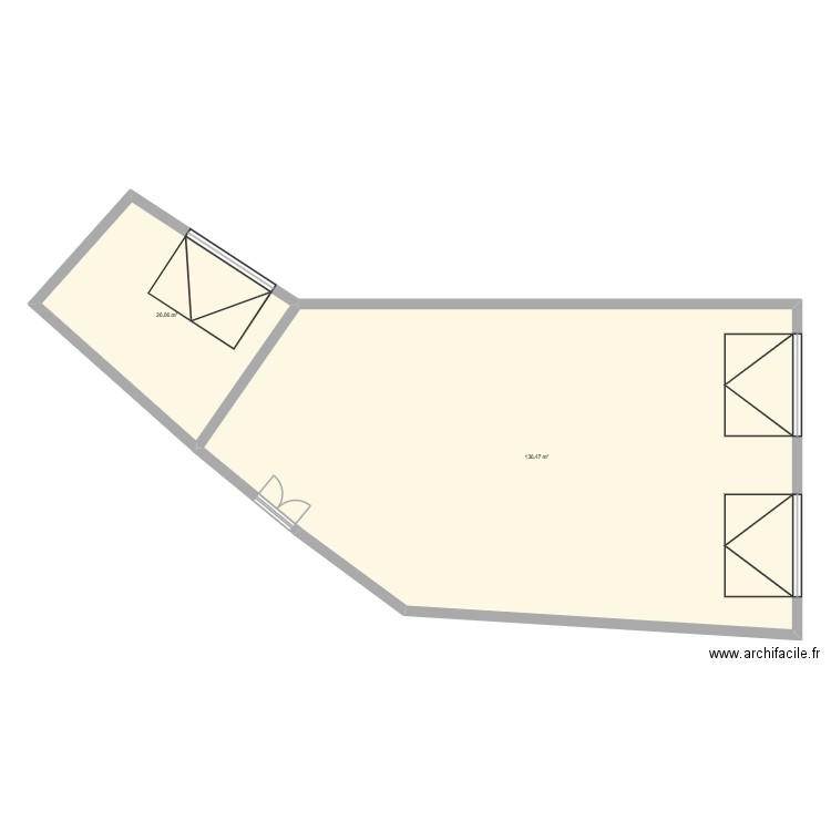 depot. Plan de 2 pièces et 163 m2