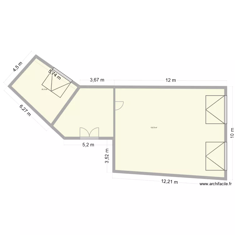 depot. Plan de 2  et 159 m²