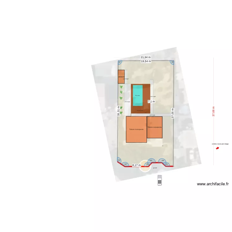 jardin 2. Plan de 1  et 718 m²