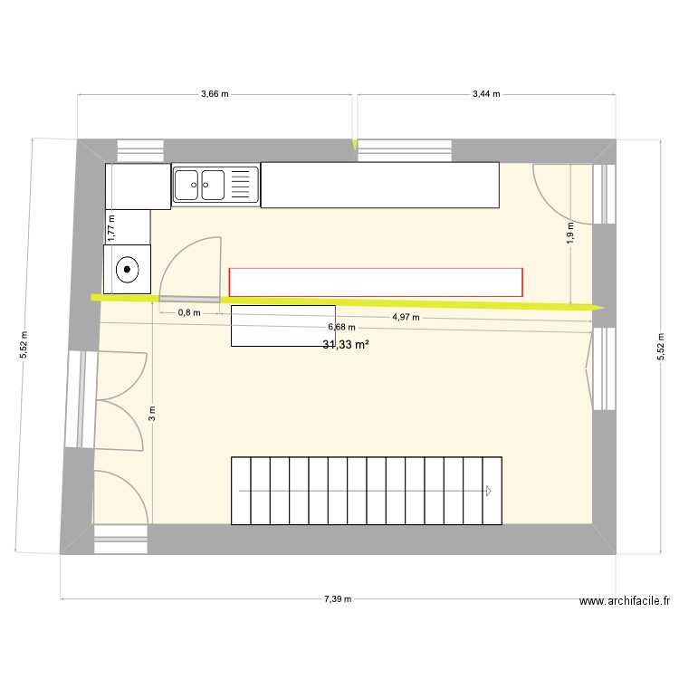ENTREE V2. Plan de 1 pièce et 31 m2