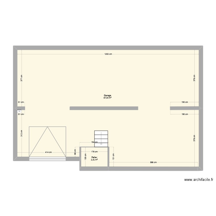Donier - Démolition sous-sol. Plan de 2 pièces et 90 m2