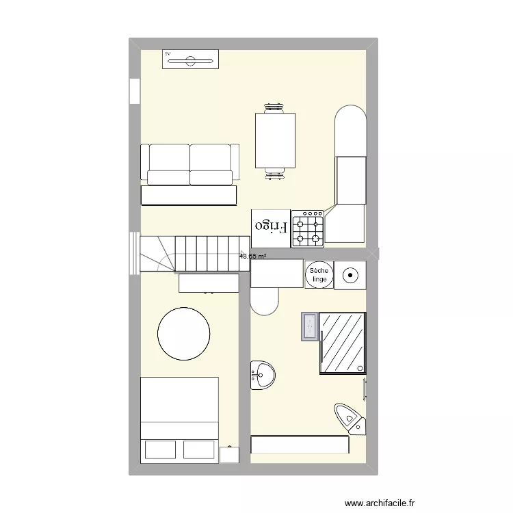 elie. Plan de 1  et 49 m²