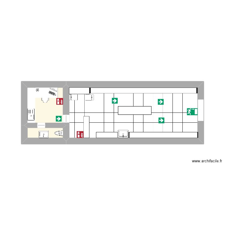 Avril Cosmétique bio. Plan de 3 pièces et 14 m2