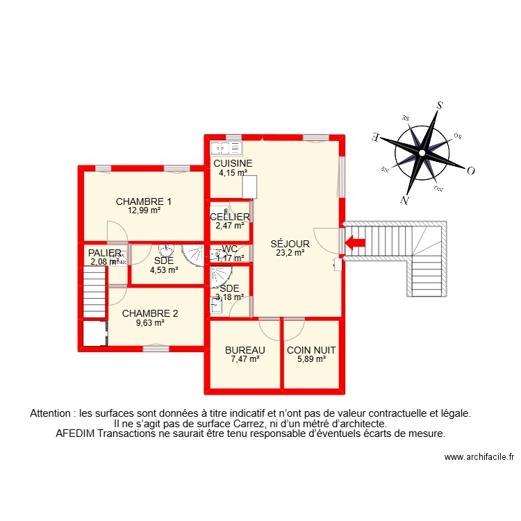 BI 29392. Plan de 34 pièces et 233 m2
