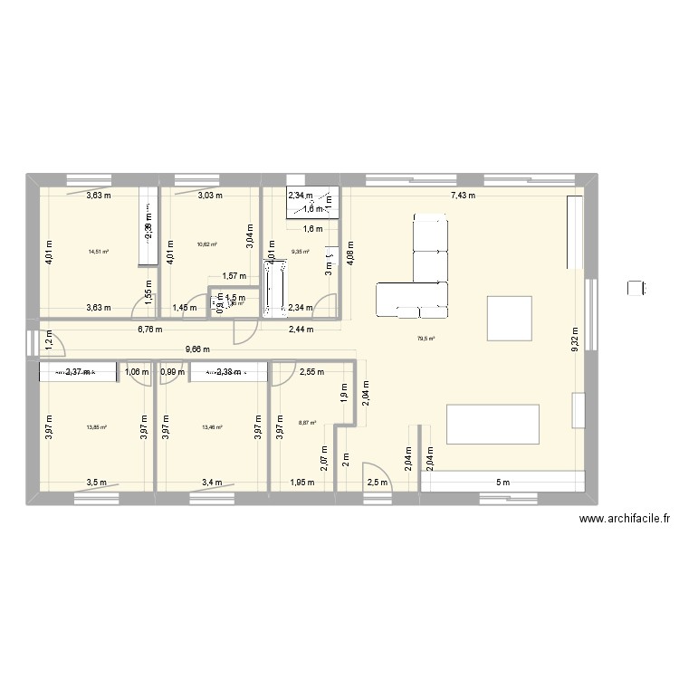 Choupinette 3. Plan de 8 pièces et 152 m2