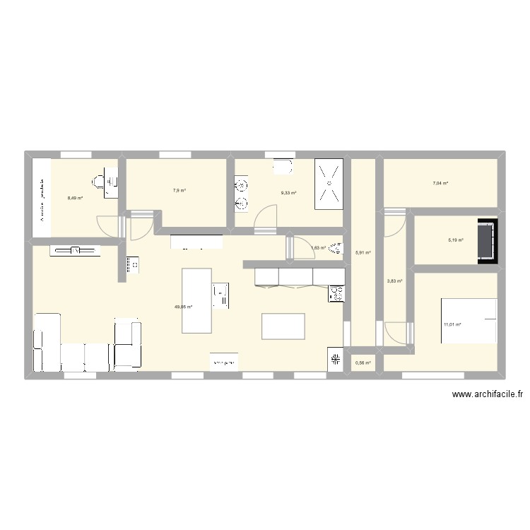 Maison. Plan de 11 pièces et 110 m2