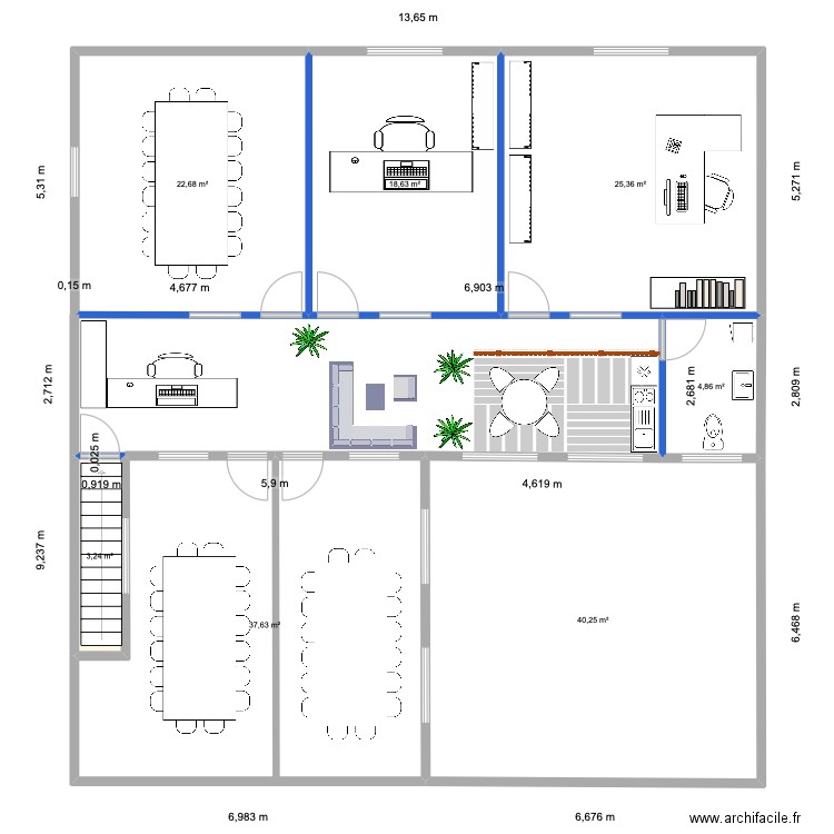 SAGGA. Plan de 7 pièces et 153 m2
