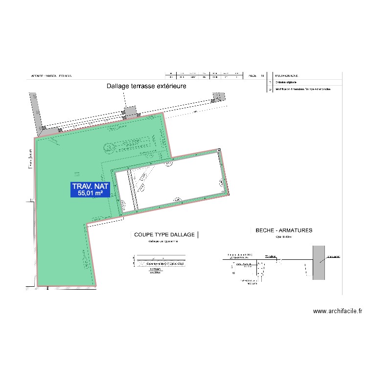 TERRASSE. Plan de 1 pièce et 55 m2