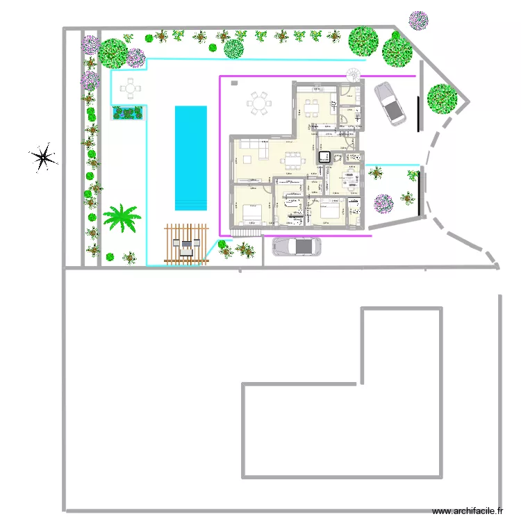 Projet 8  recul 2 m. Plan de 13 Pièces et 158 m²