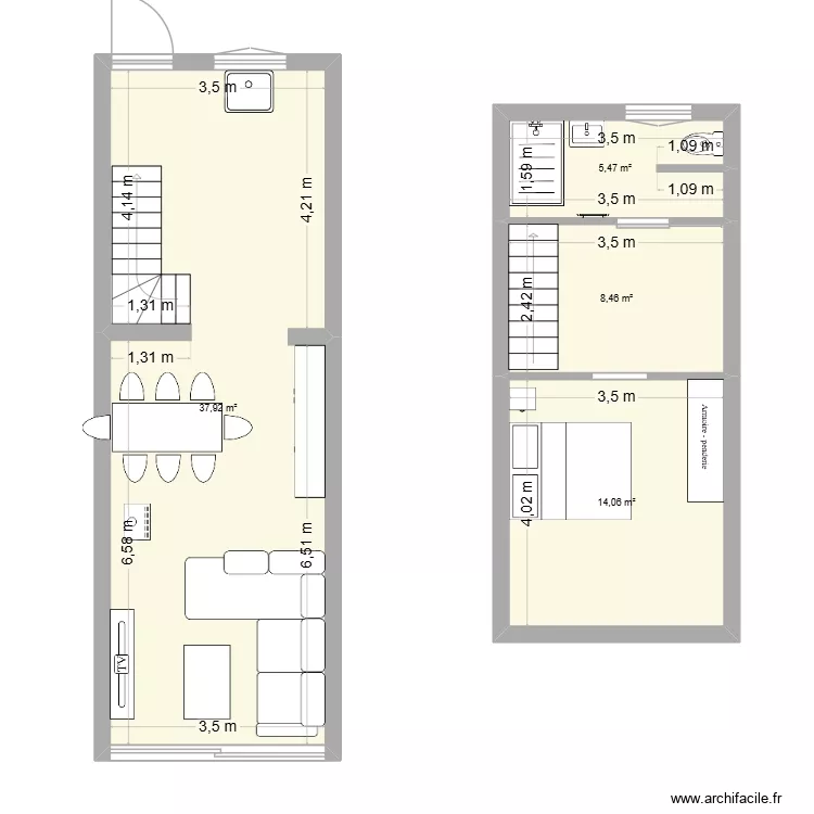 Halleux. Plan de 4 et 66 m² Halleux. Plan de 4 et 66 m²