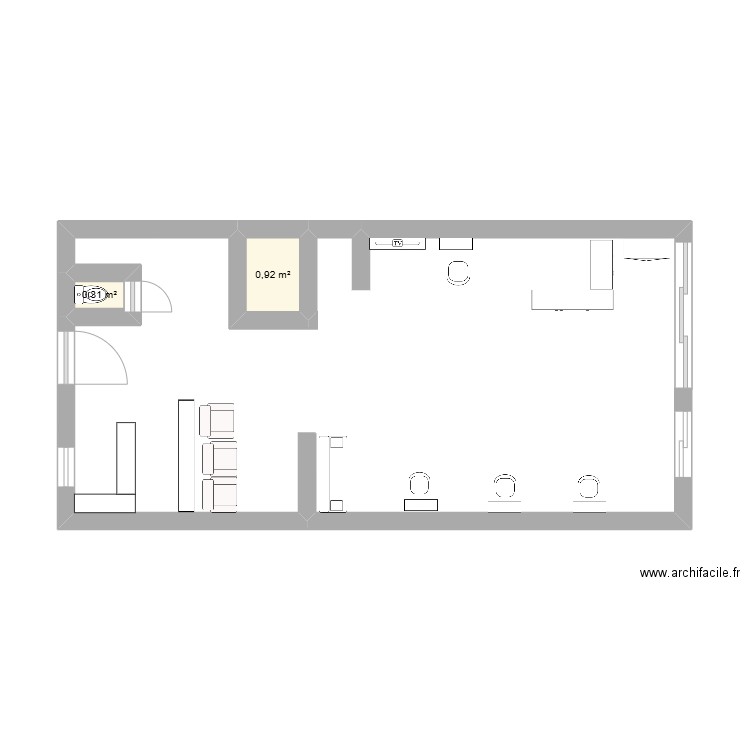 sohane. Plan de 2 pièces et 1 m2