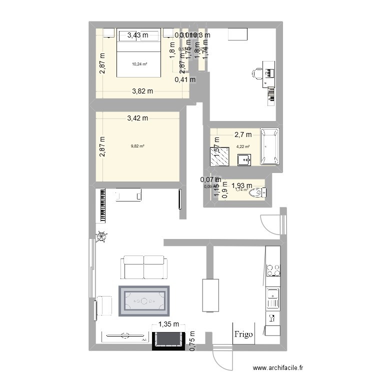 maisonpeyrehorade. Plan de 7 pièces et 27 m2