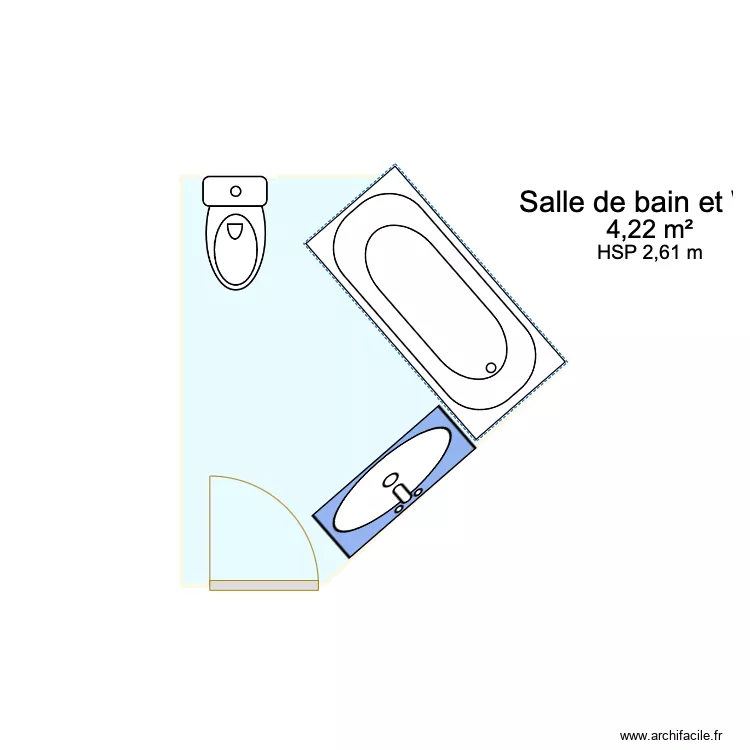 Salle de bain RDC. Plan de 