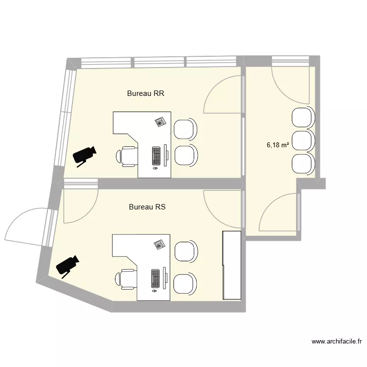 bezons Carrasso nouveaux bureaux. Plan de 3  et 29 m²