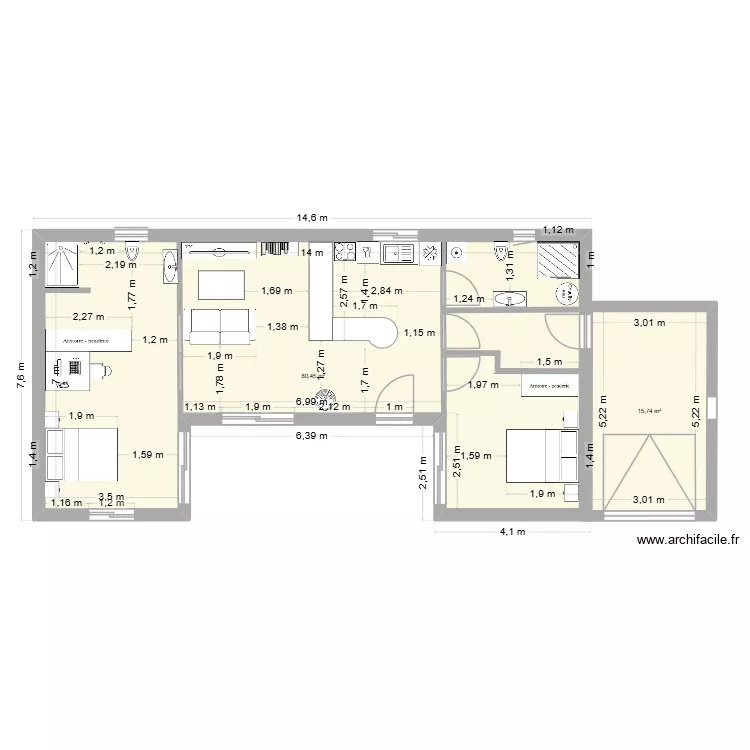 Test svg. Plan de 2  et 96 m²