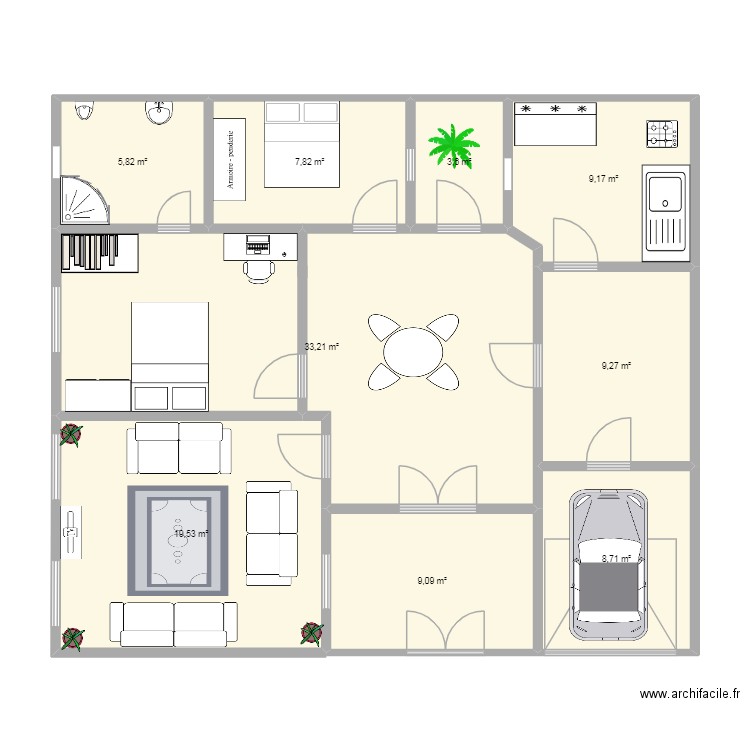 BA building. Plan de 9 pièces et 106 m2