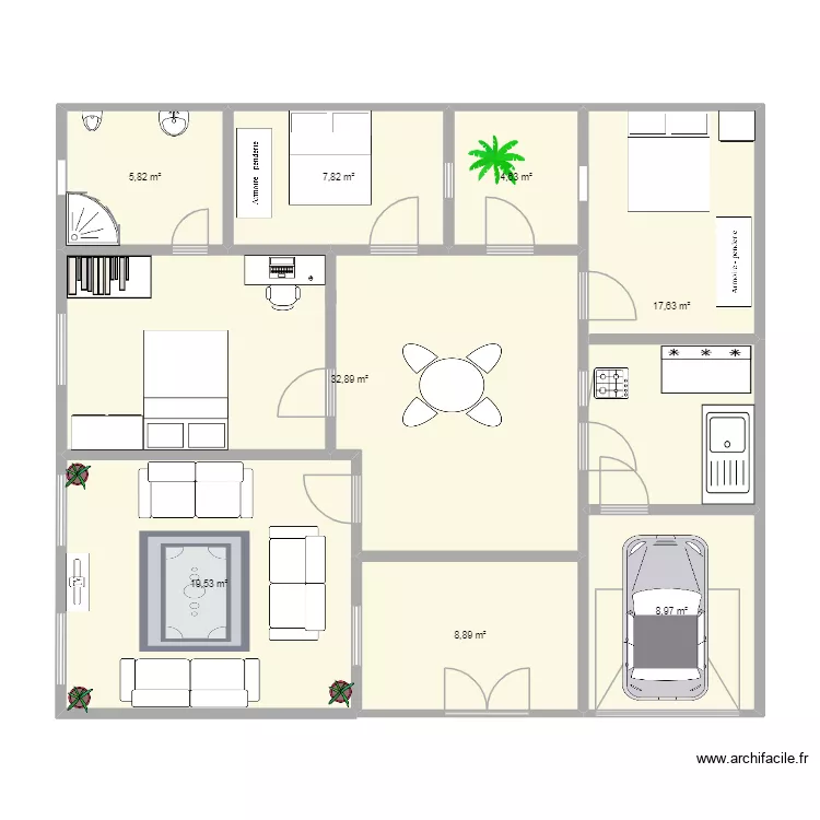BA building. Plan de 8 pièces et 106 m²