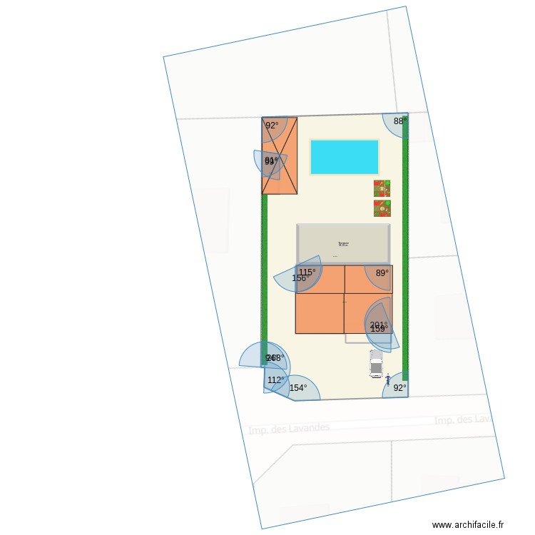 JARDIN. Plan de 4 pièces et 1437 m2