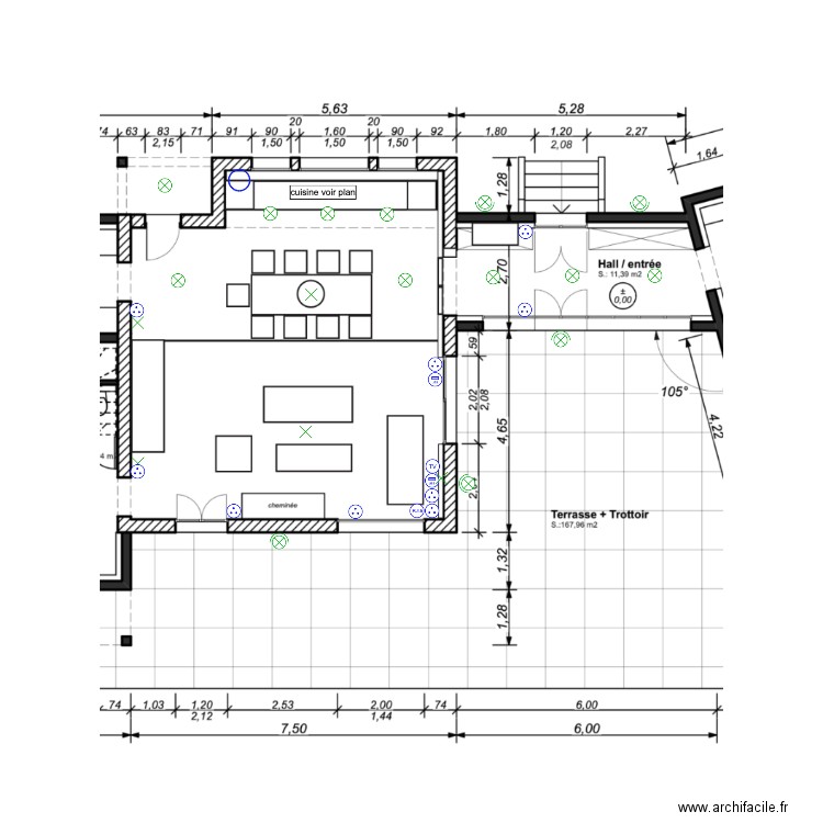 électricité cuisine /salon. Plan de 0 pièce et 0 m2