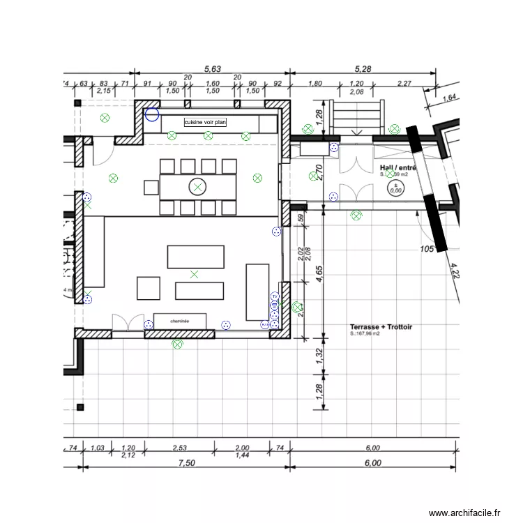 &eacute;lectricit&eacute; cuisine /salon. Plan de 