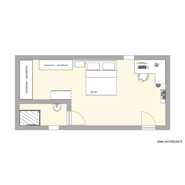 Chambre rever. Plan de 1  et 31 m²