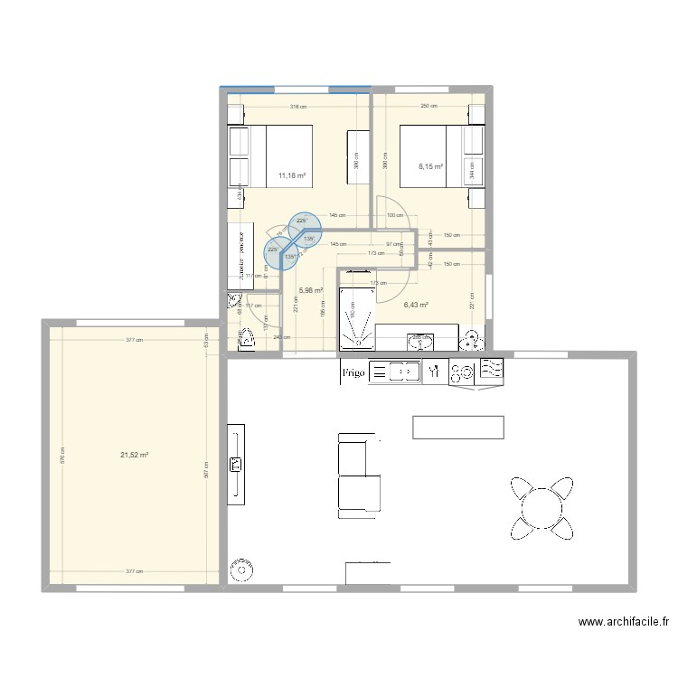 camp2. Plan de 5 pièces et 76 m2