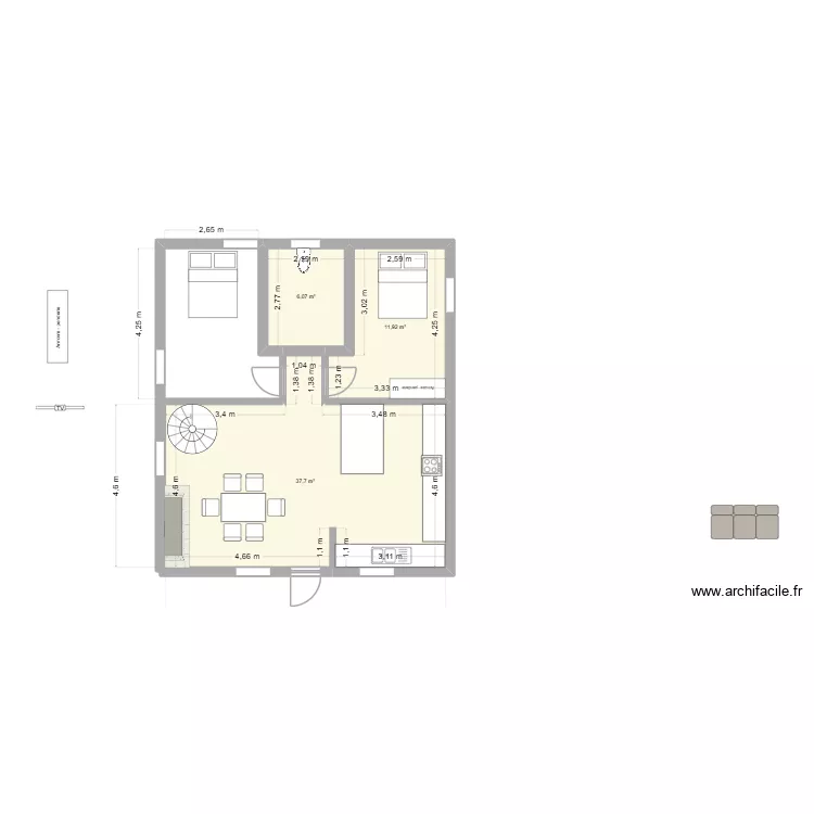 test  sauvagnon 3. Plan de 3  et 56 m²