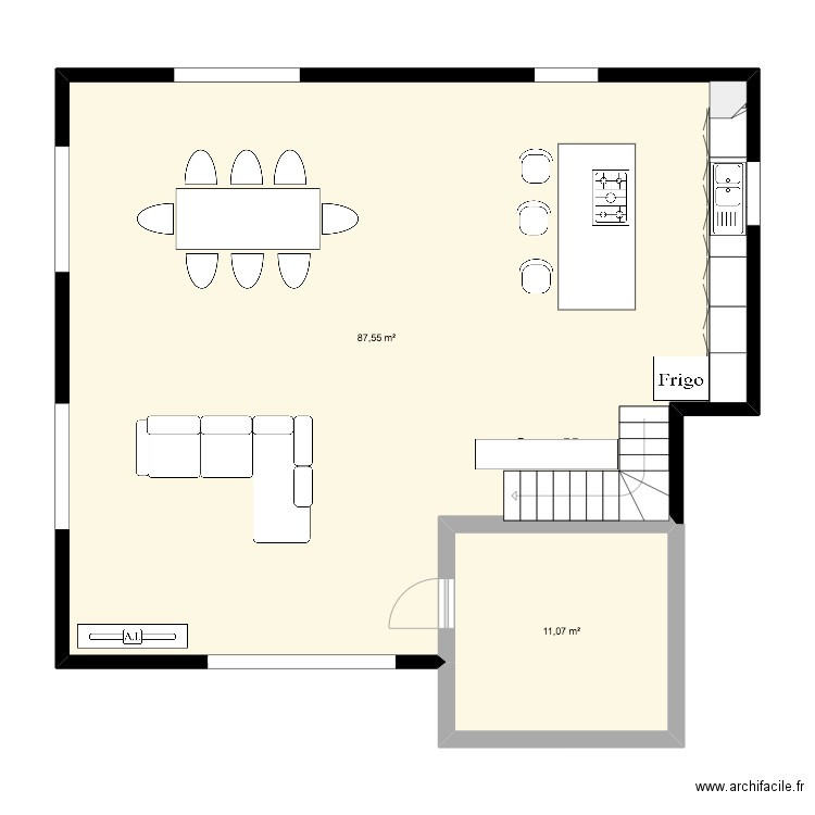 rdc flourens. Plan de 2 pièces et 99 m2