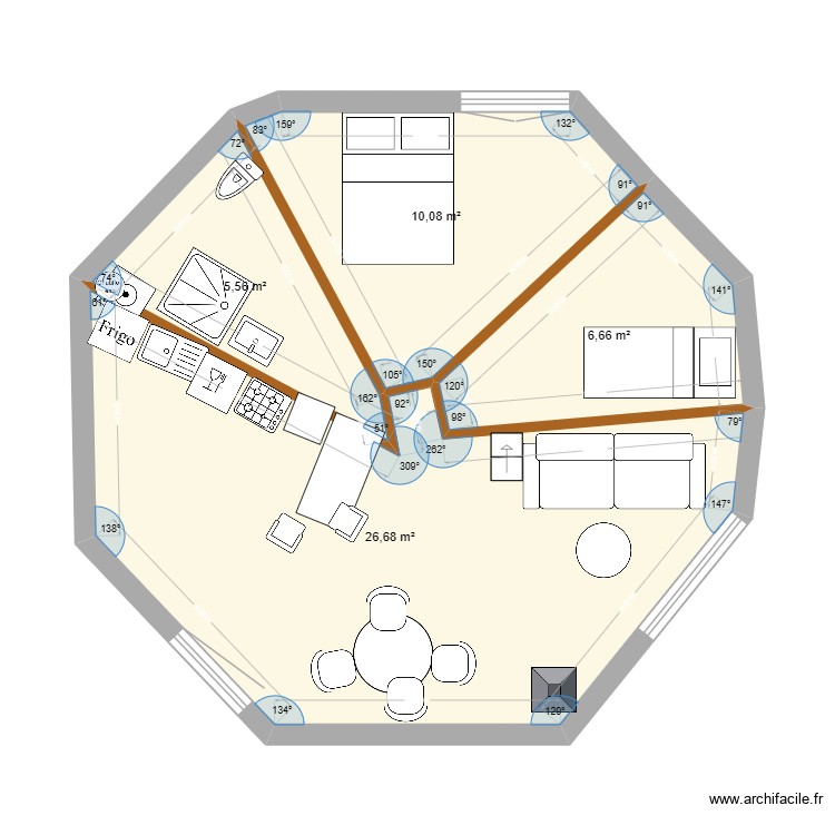 yourte. Plan de 0 pièce et 0 m2