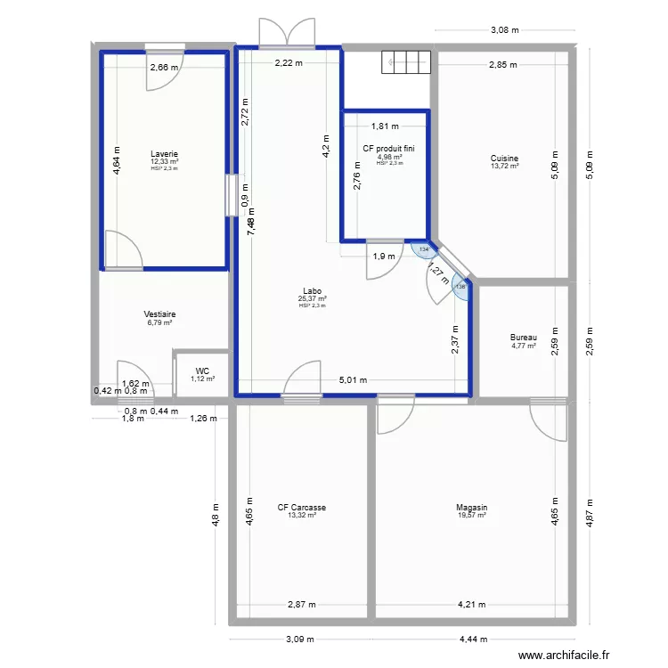 Barreau. Plan de 9  et 115 m²