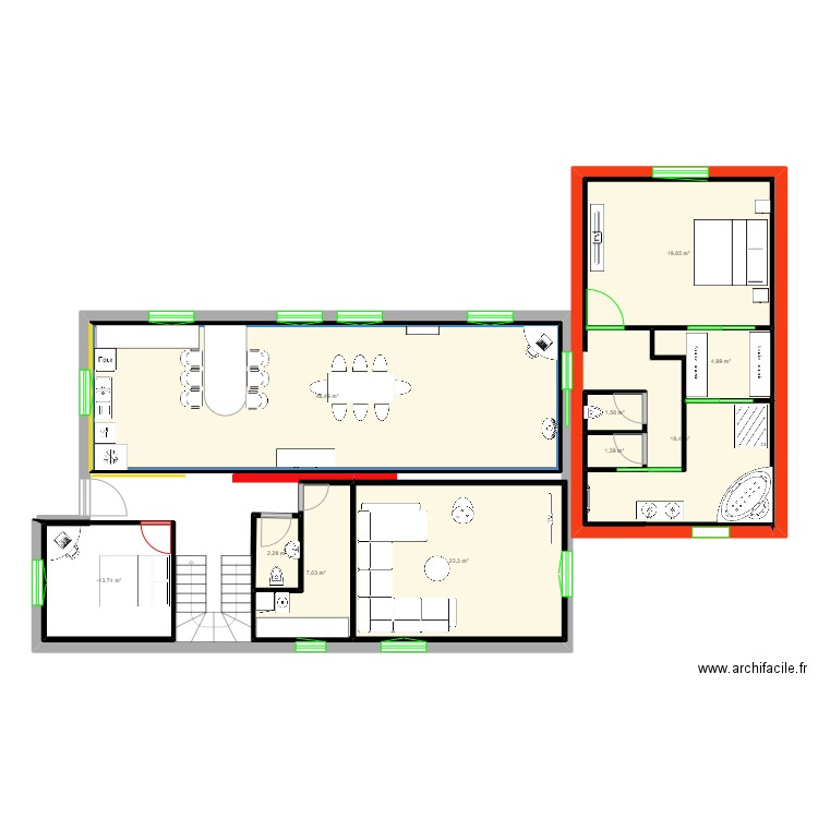 guillaume maison. Plan de 10 pièces et 138 m2