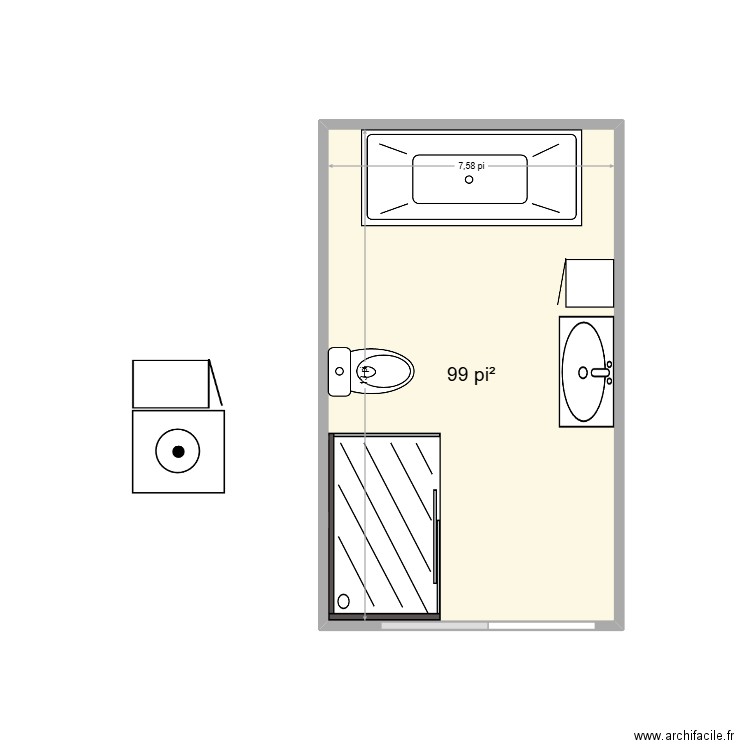 SDB V1. Plan de 1 pièce et 9 m2