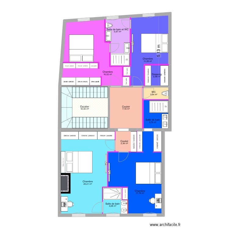 CAPDEVILLE PRO R+1 V2. Plan de 12 pièces et 103 m2