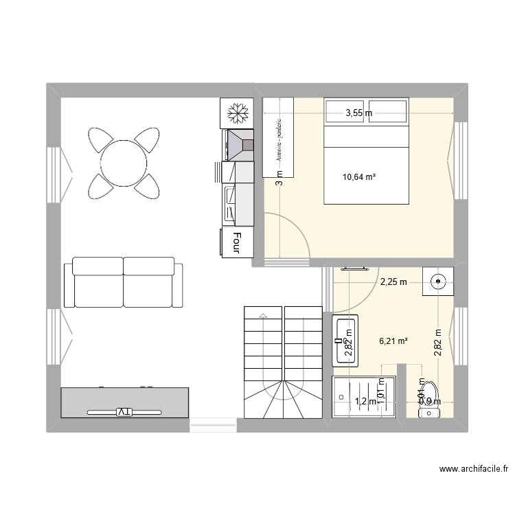 MAISON 2. Plan de 2 pièces et 17 m2
