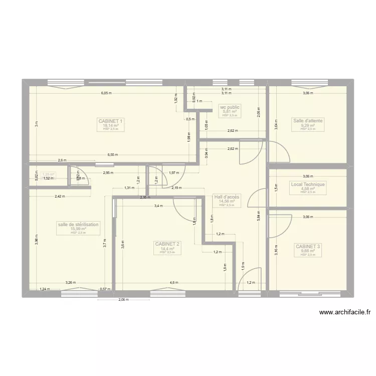 plan pour pose de cloison  et portes. Plan de 9 pièces et 95 m²