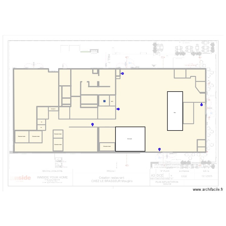 CLB MOUGINS. Plan de 24 pièces et 584 m2