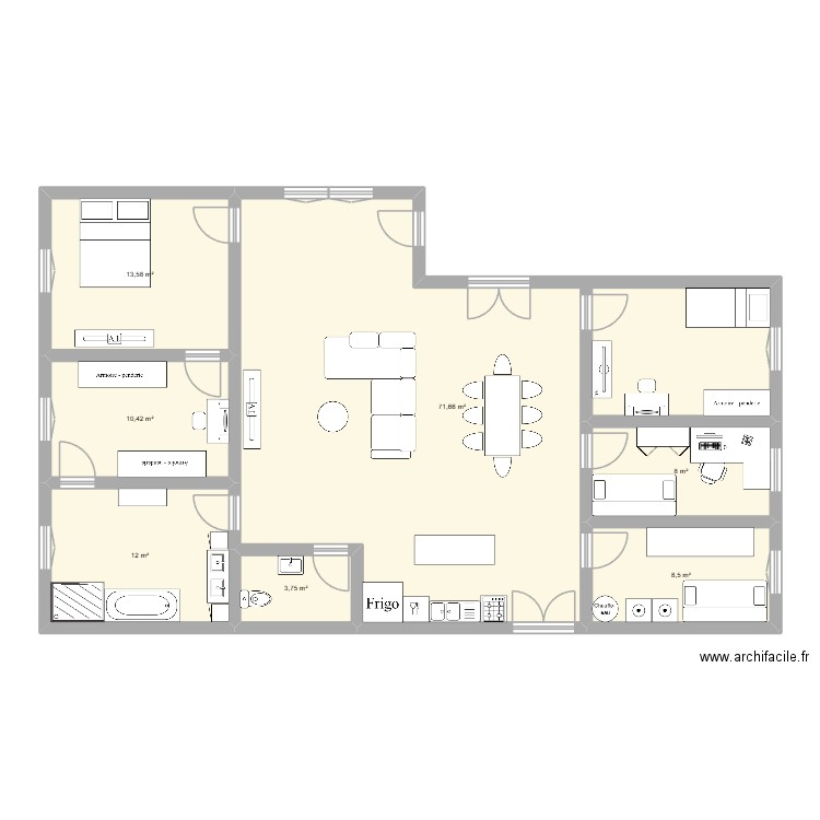 maison74. Plan de 7 pièces et 128 m2