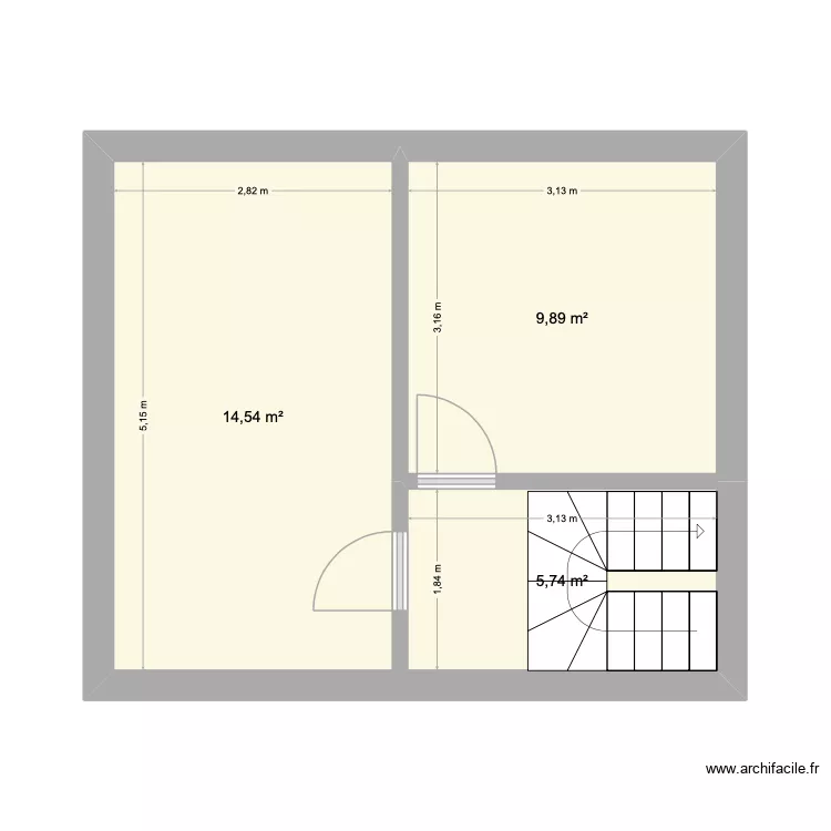 2i&egrave;me REN50. Plan de 3 Pièces et 30 m²