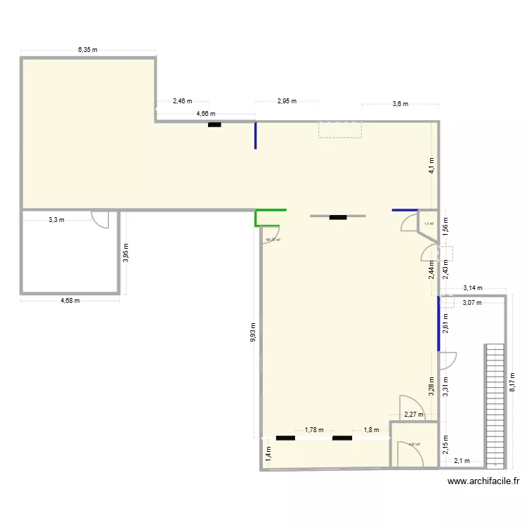 Les Coches v1. Plan de 3  et 197 m²