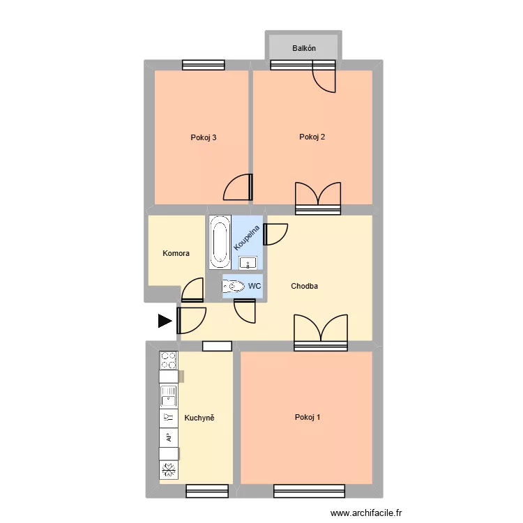 M&aacute;nesova 559, byt 6. Plan de 11  et 82 m²