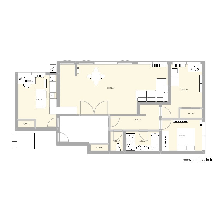 myosotis. Plan de 10 pièces et 92 m2